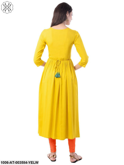 Women's Rayon Embroidered A-Line Kurta