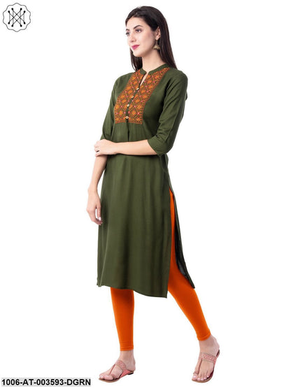 Women's Rayon Embroidered Straight Kurta
