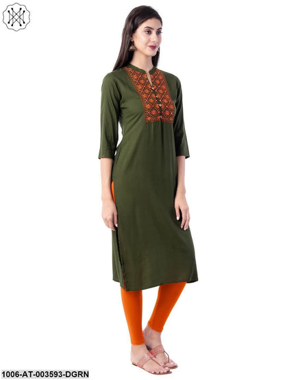 Women's Rayon Embroidered Straight Kurta
