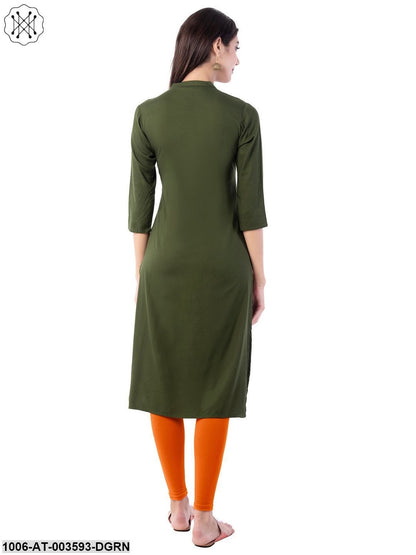 Women's Rayon Embroidered Straight Kurta