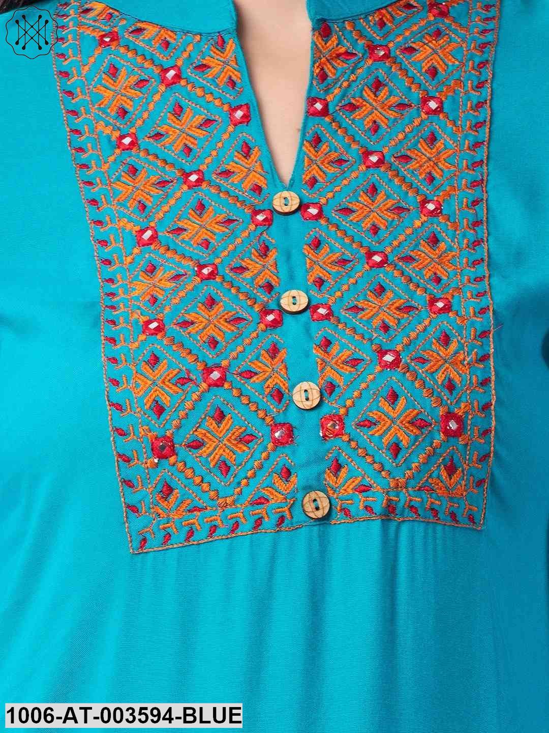 Rayon Embroidered Straight Kurta