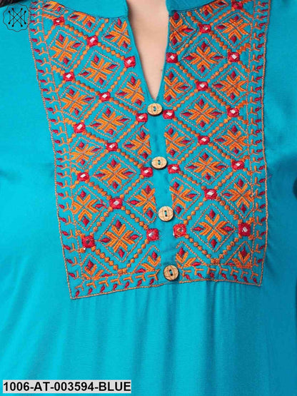 Rayon Embroidered Straight Kurta