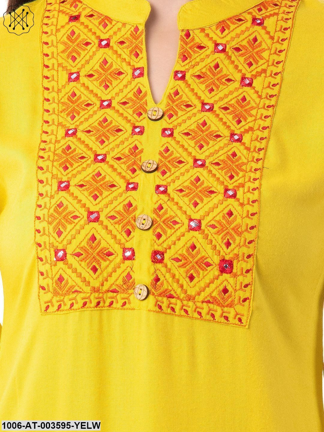 Women's Rayon Embroidered Straight Kurta