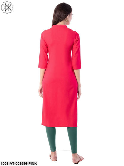 Women's Rayon Embroidered Straight Kurta