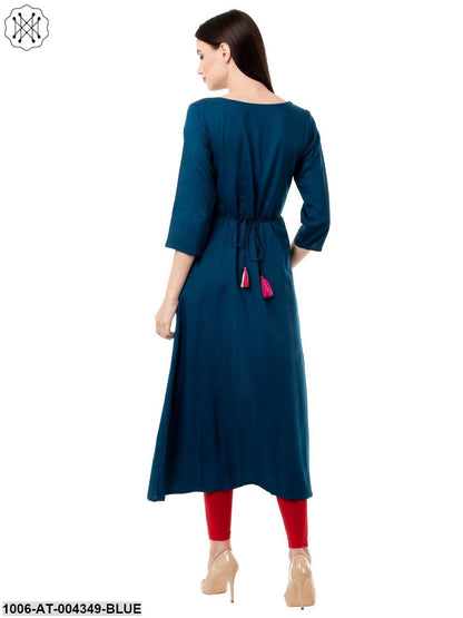 Women's Rayon Embroidered A-Line Kurta