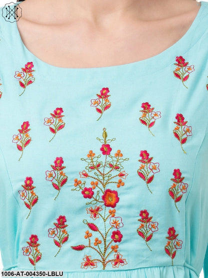 Women's Rayon Embroidered A-Line Kurta