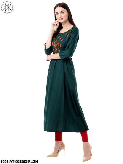 Women's Rayon Embroidered A-Line Kurta