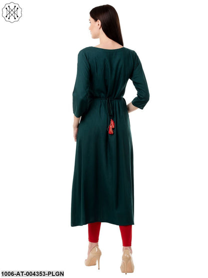 Women's Rayon Embroidered A-Line Kurta
