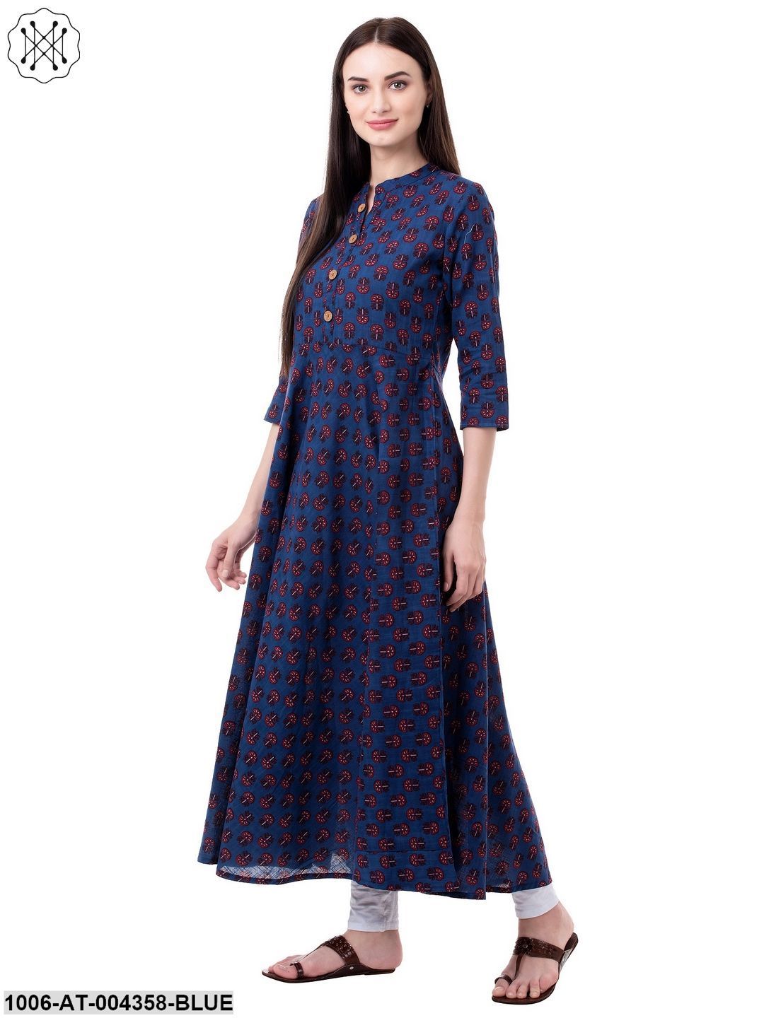 Women's Cotton Printed Flared Kurta