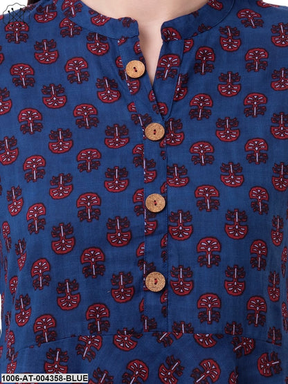 Women's Cotton Printed Flared Kurta