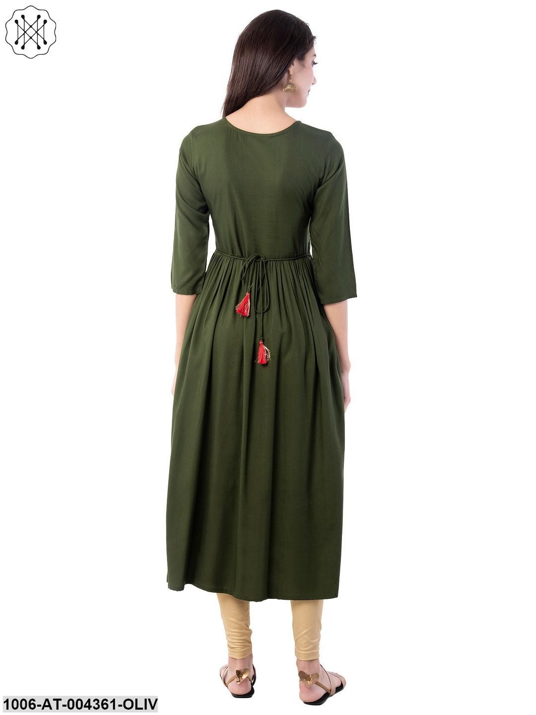 Women's Rayon Embroidered A-Line Kurta