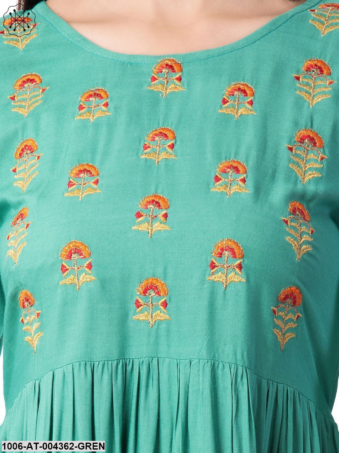 Women's Rayon Embroidered A-Line Kurta