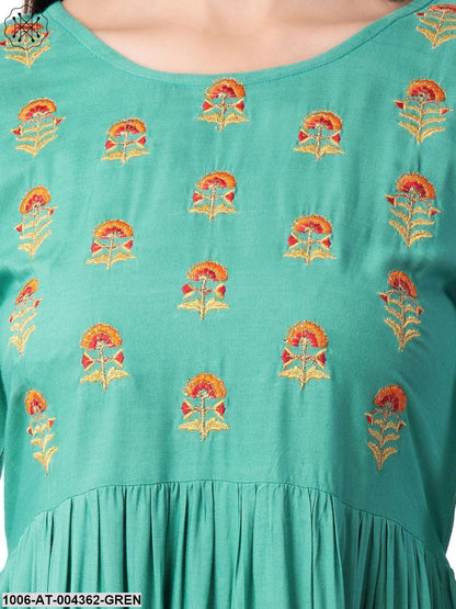 Women's Rayon Embroidered A-Line Kurta