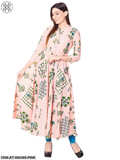 Women's Cotton Printed Flared Kurta