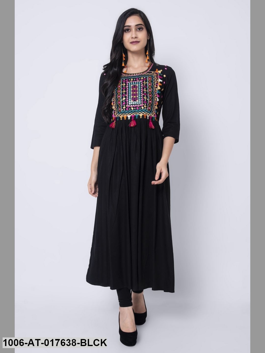 Rayon Embroidered A-Line Kurta