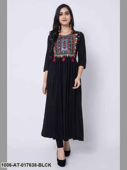 Rayon Embroidered A-Line Kurta