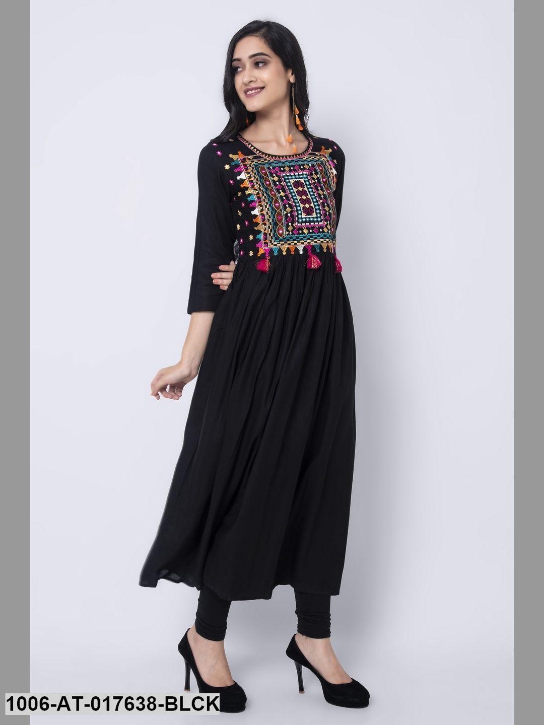 Rayon Embroidered A-Line Kurta