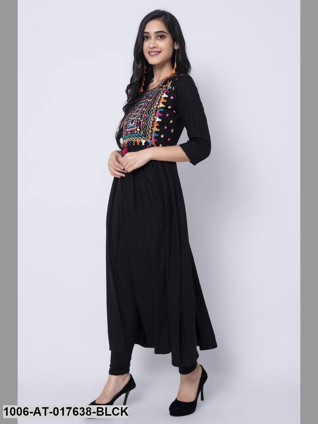 Rayon Embroidered A-Line Kurta