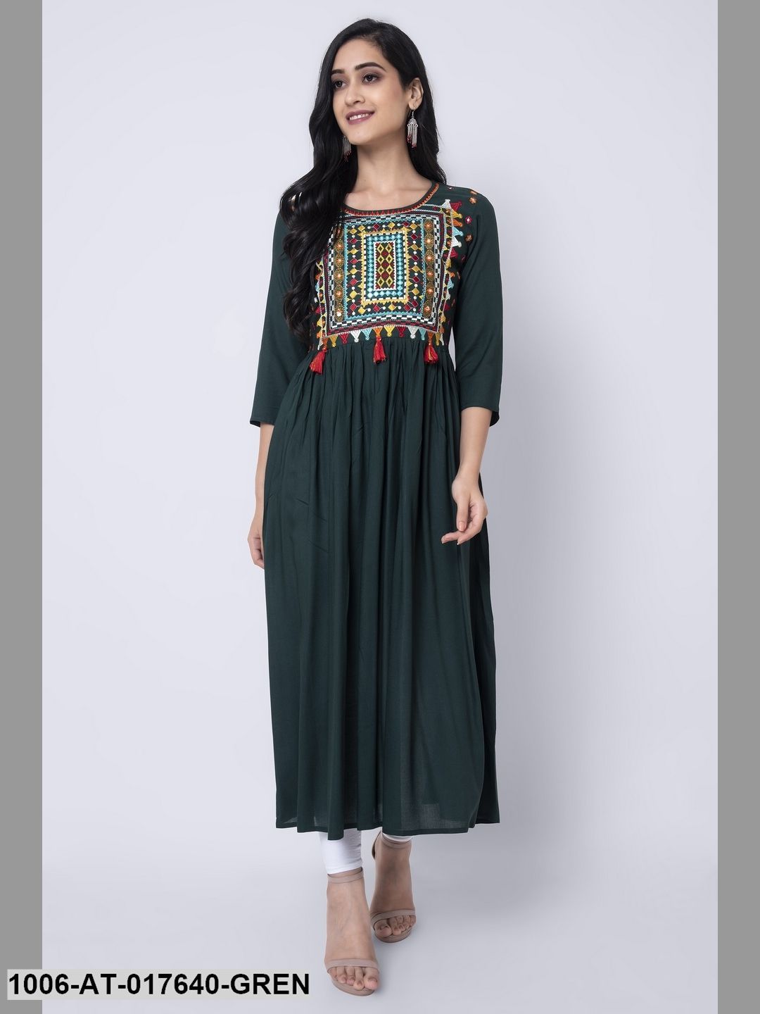 Rayon Embroidered A-Line Kurta