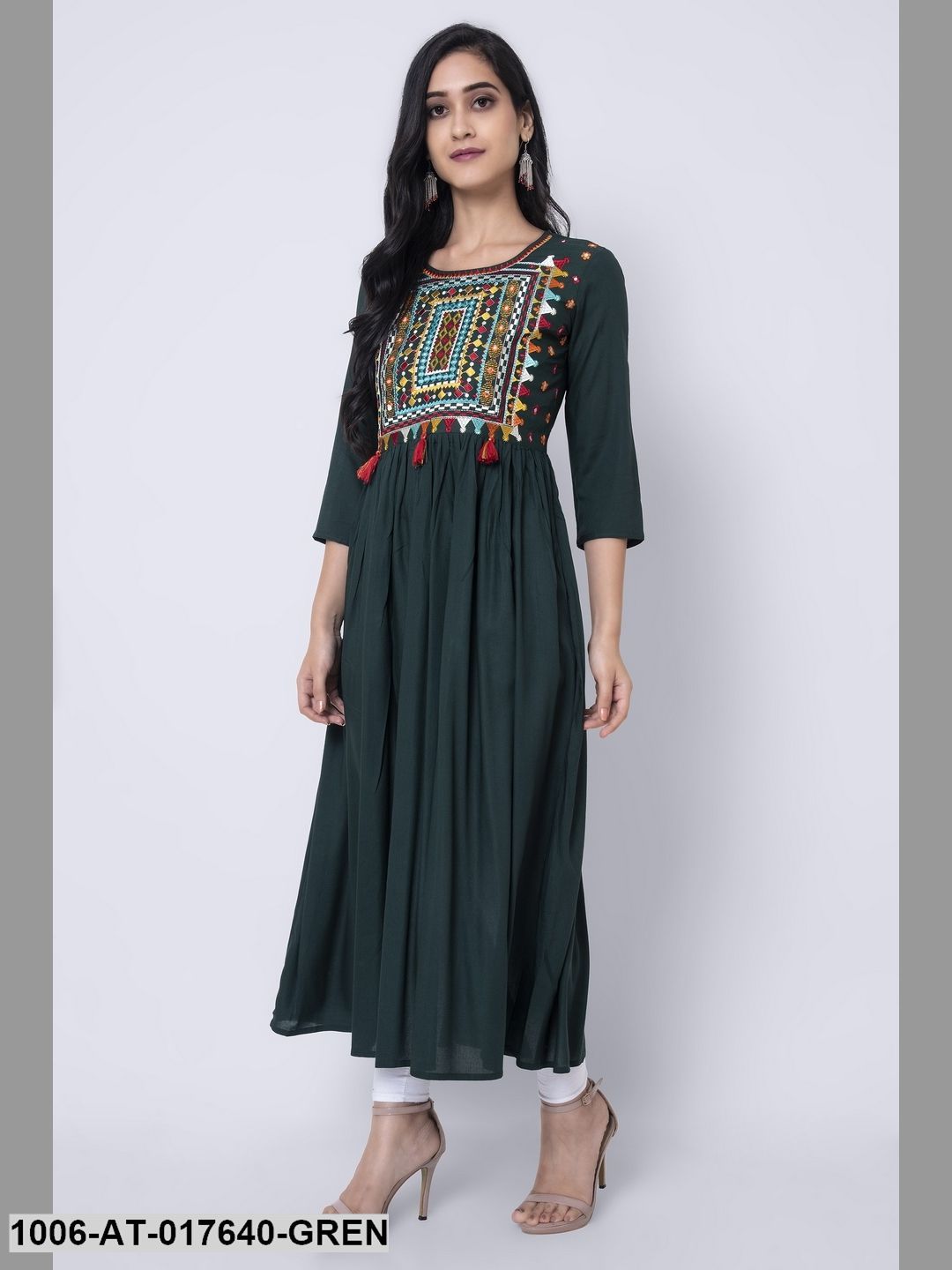 Rayon Embroidered A-Line Kurta