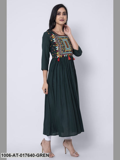 Rayon Embroidered A-Line Kurta