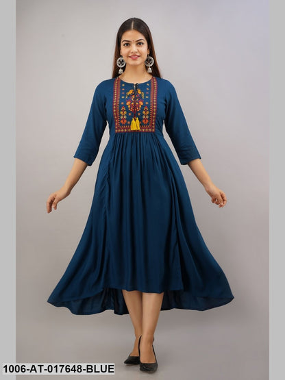 Rayon Embroidered A-Line Kurta