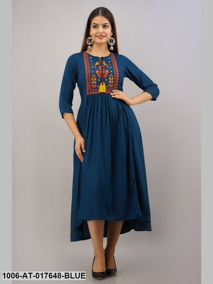 Rayon Embroidered A-Line Kurta