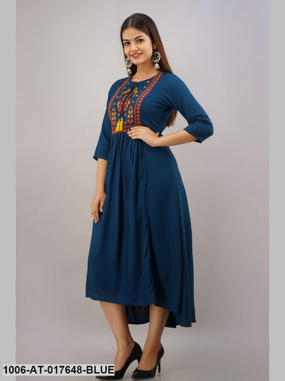 Rayon Embroidered A-Line Kurta