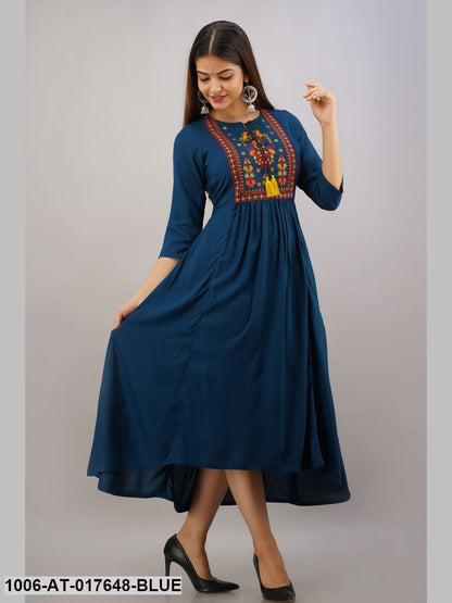 Rayon Embroidered A-Line Kurta
