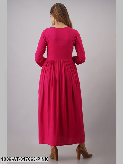 Rayon Embroidered A-Line Kurta