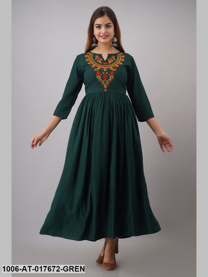 Rayon Gold Printed A-Line Kurta