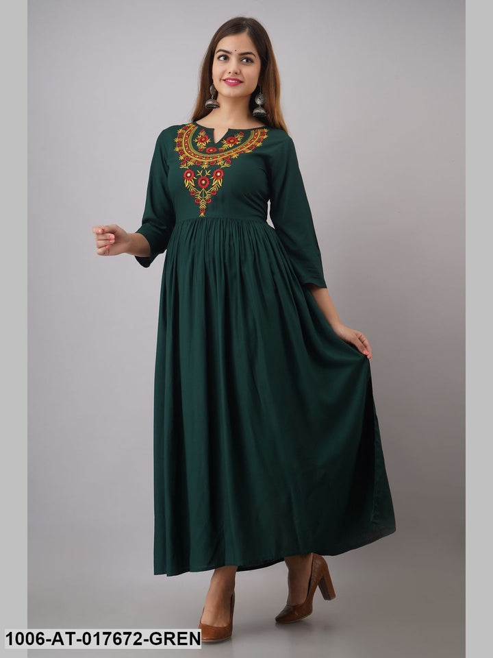 Rayon Gold Printed A-Line Kurta