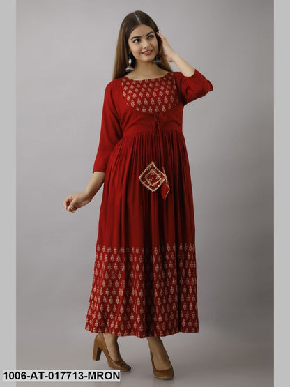 Gold Printed Flared Kurta