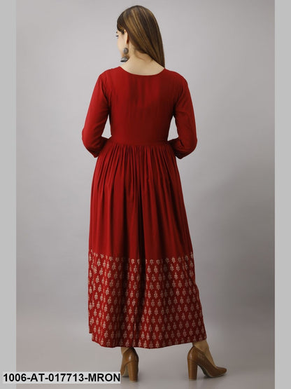Gold Printed Flared Kurta