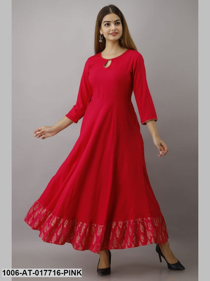 Gold Printed Flared Kurta
