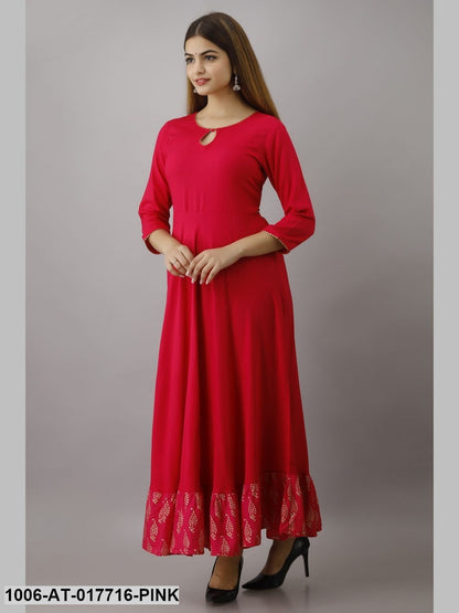 Gold Printed Flared Kurta