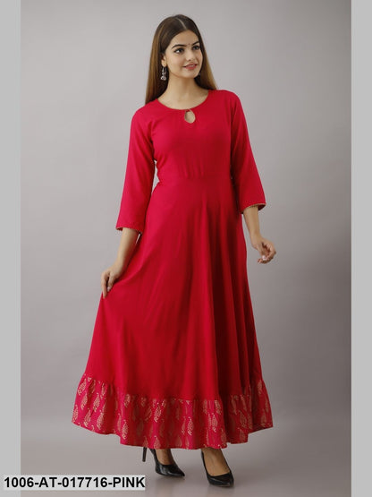 Gold Printed Flared Kurta