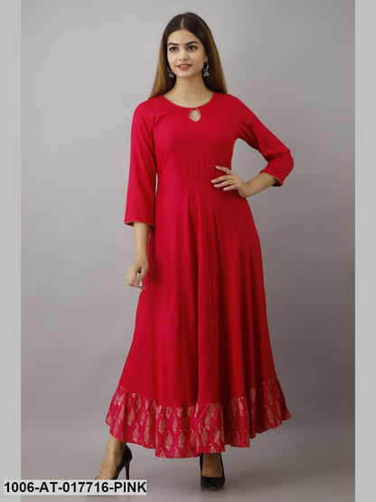 Gold Printed Flared Kurta