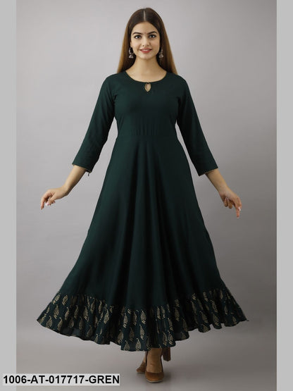 Gold Printed Flared Kurta