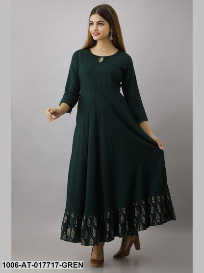 Gold Printed Flared Kurta