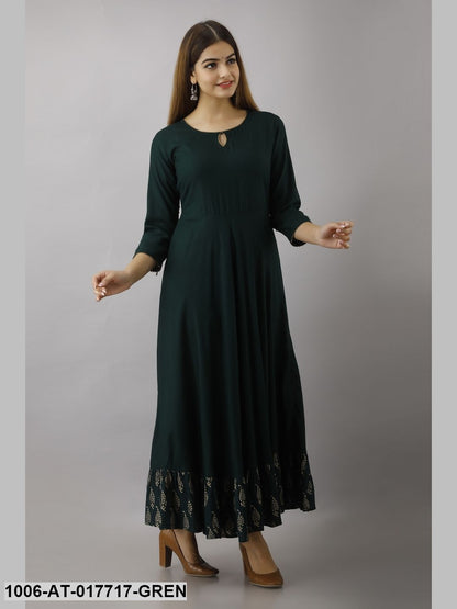 Gold Printed Flared Kurta