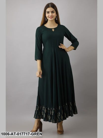 Gold Printed Flared Kurta