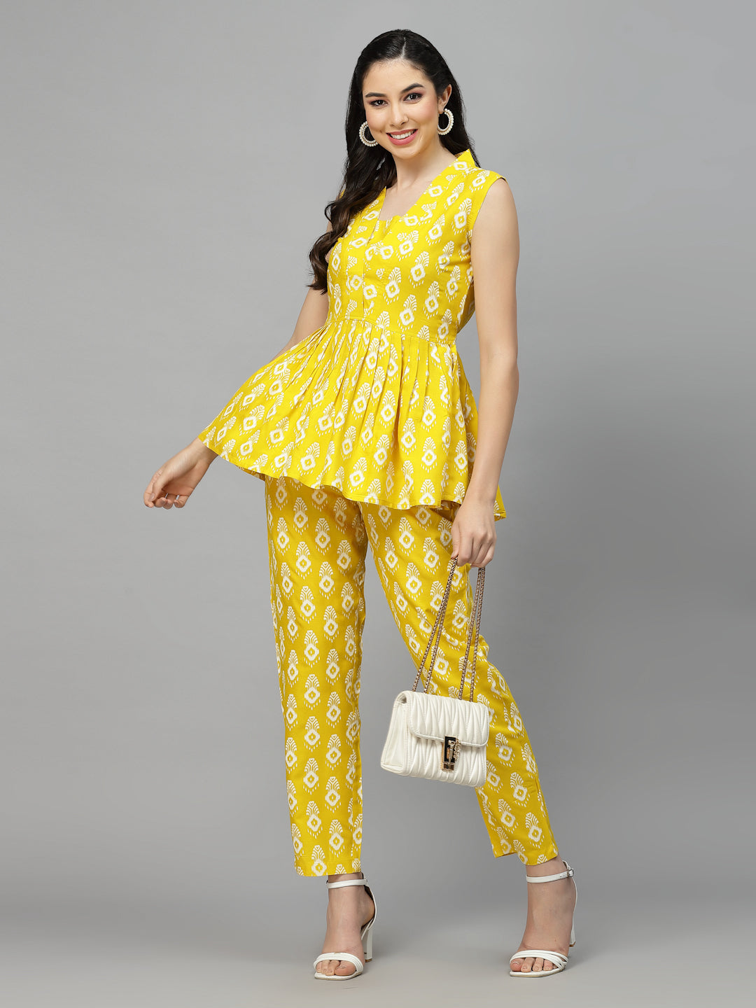 Stylum yellow rayon printed ethnic wear wholesale manufacturer &amp; exporter from India