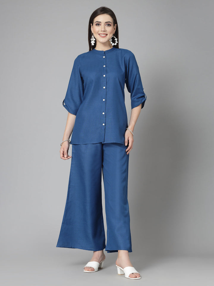 Solid Cotton Blend Co-Ord Set
