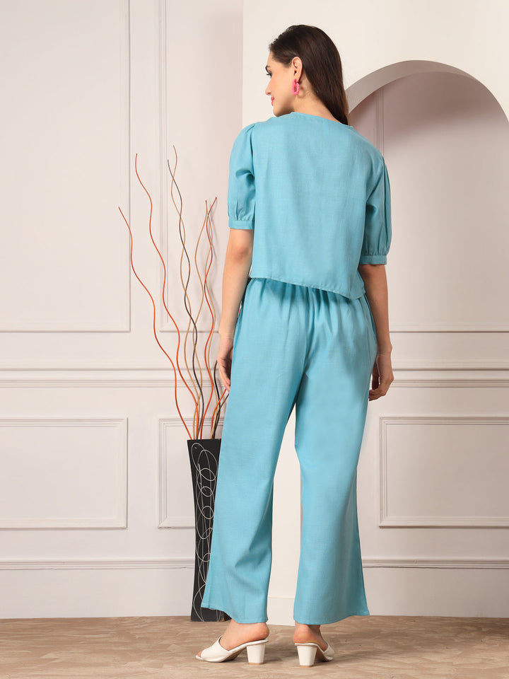 Solid Cotton Blend Co-Ord Set