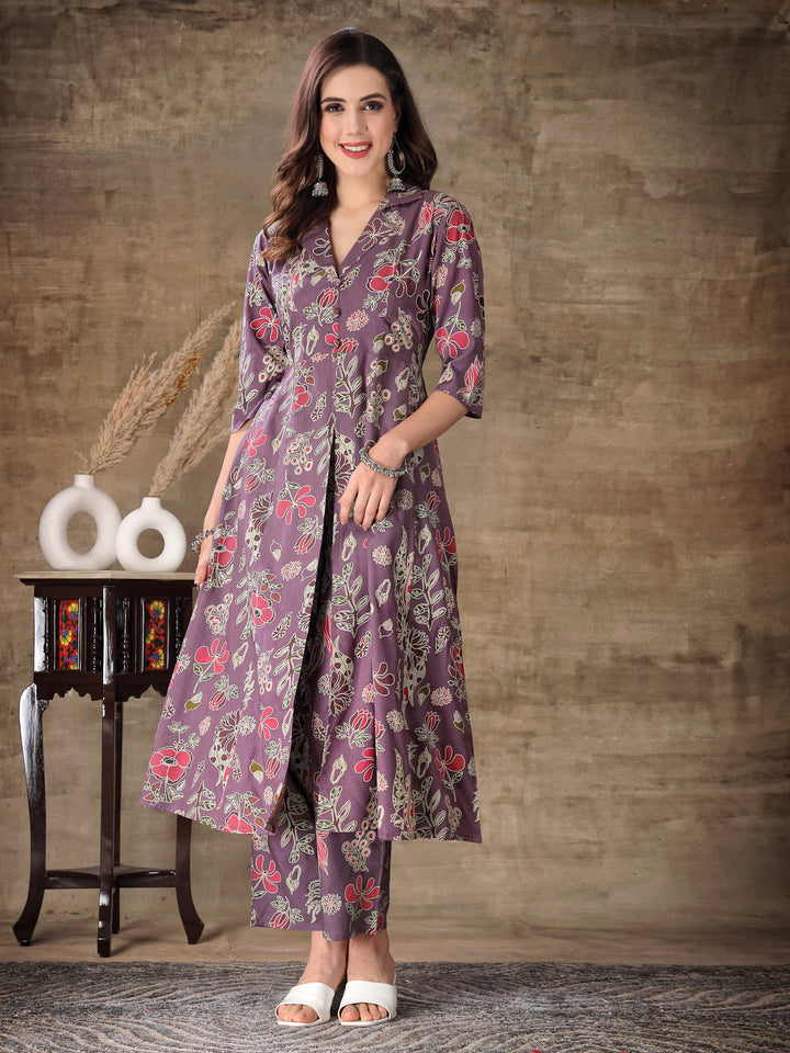 Stylum mauve rayon printed ethnic wear wholesale manufacturer &amp; exporter from India