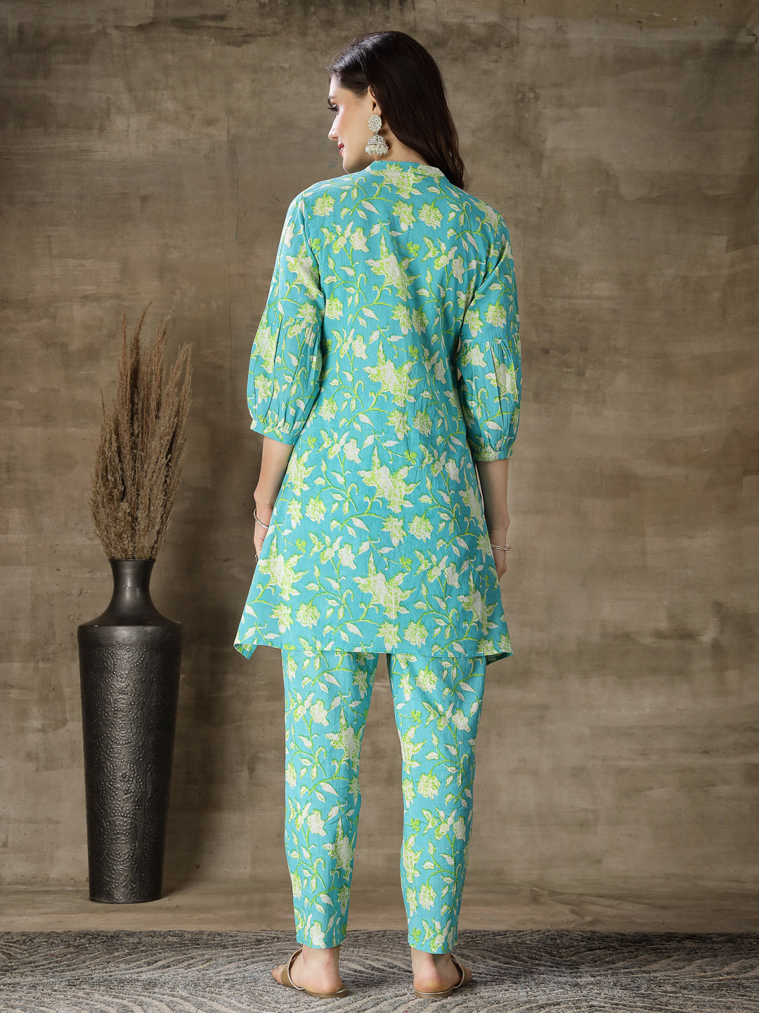 Printed &amp; Embroidered Cotton Co-Ord Set