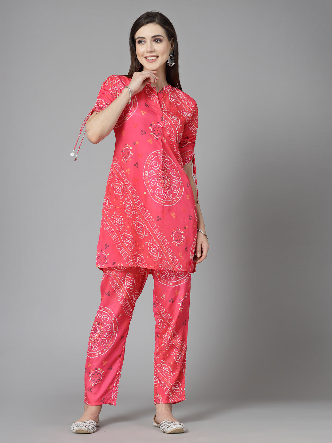 Bandhej Printed Satin Co-Ords Set