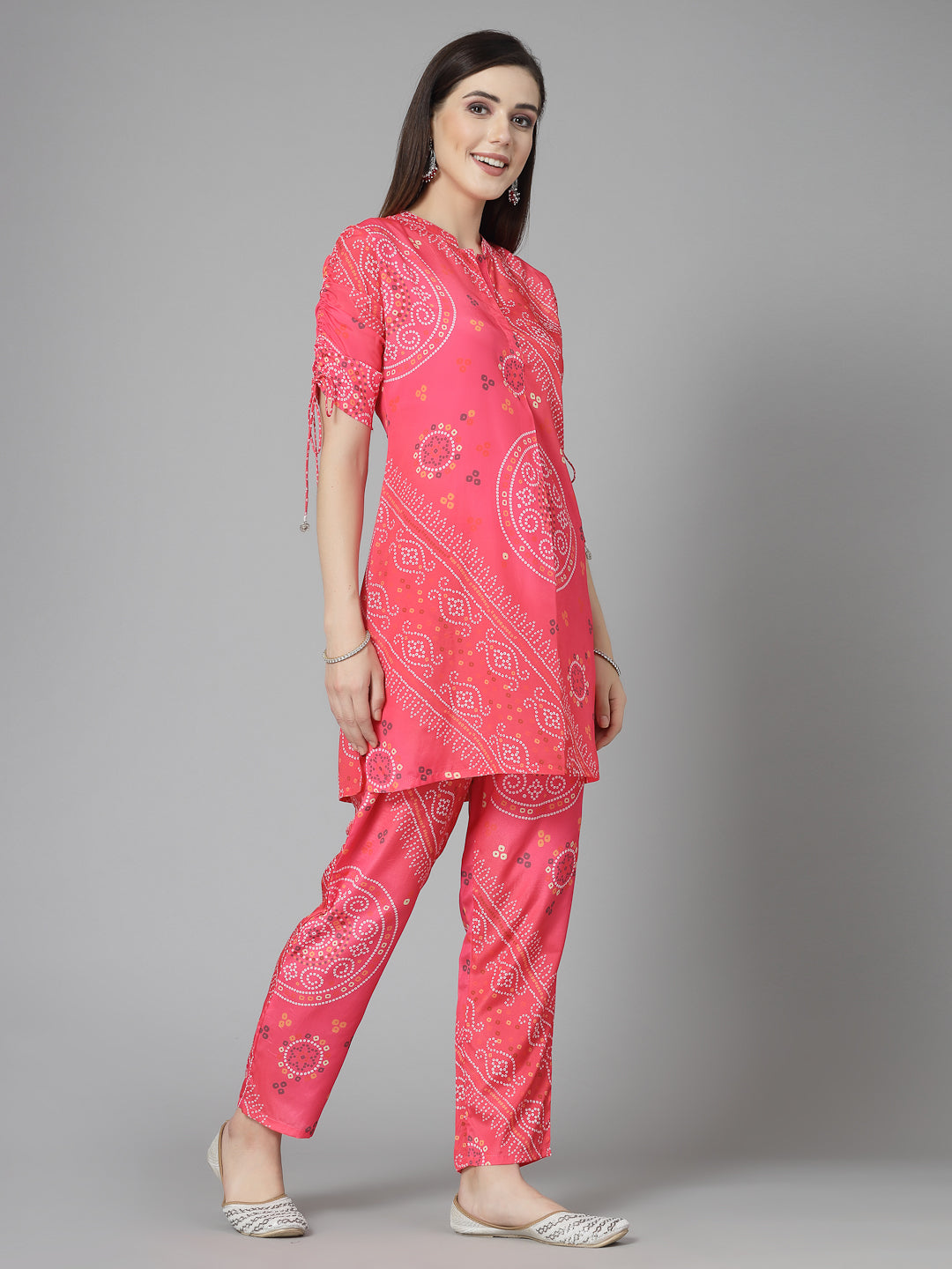 Bandhej Printed Satin Co-Ords Set