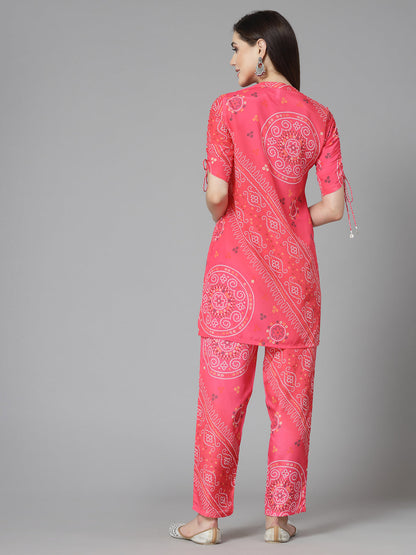 Bandhej Printed Satin Co-Ords Set